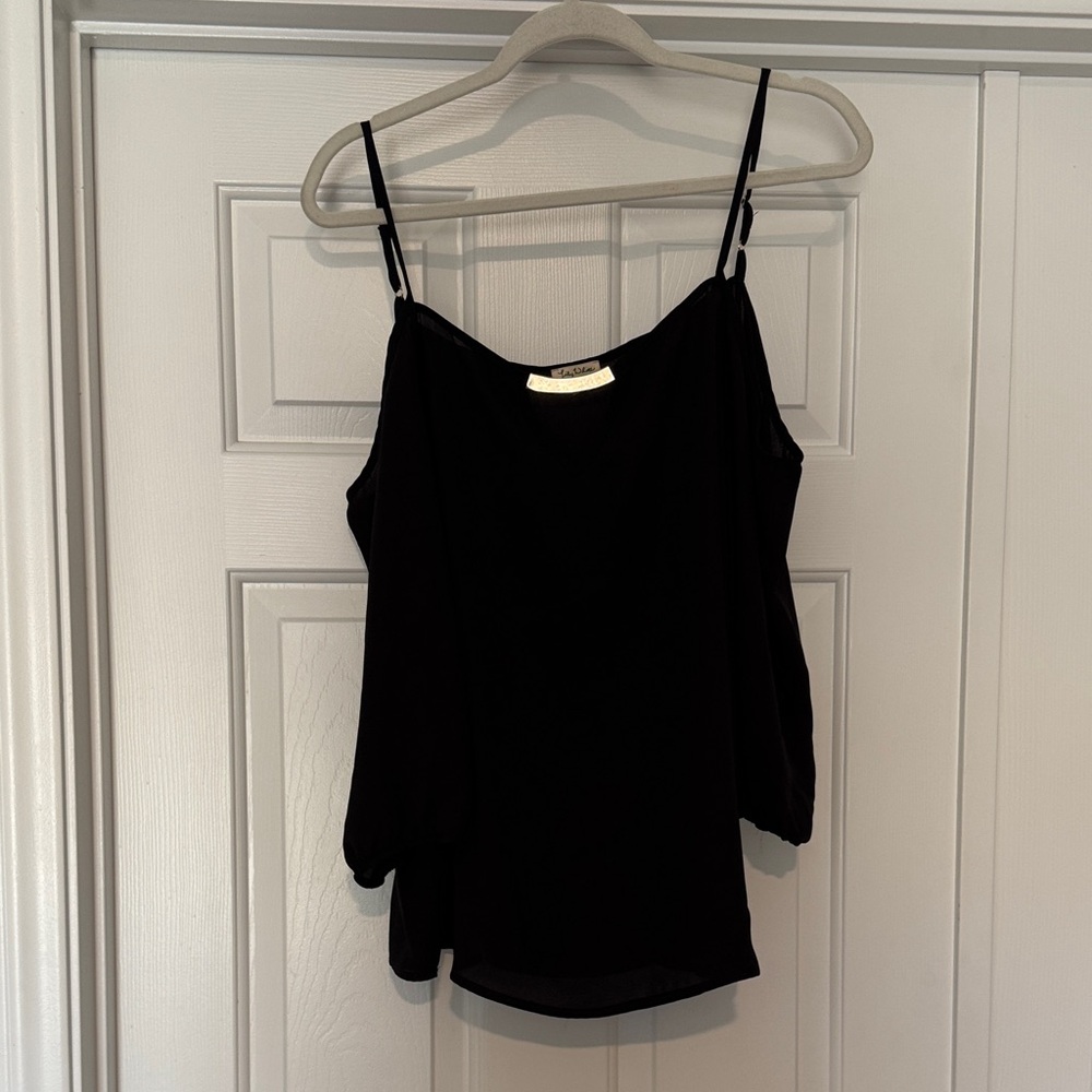 Lily White Black Cold Shoulder Top